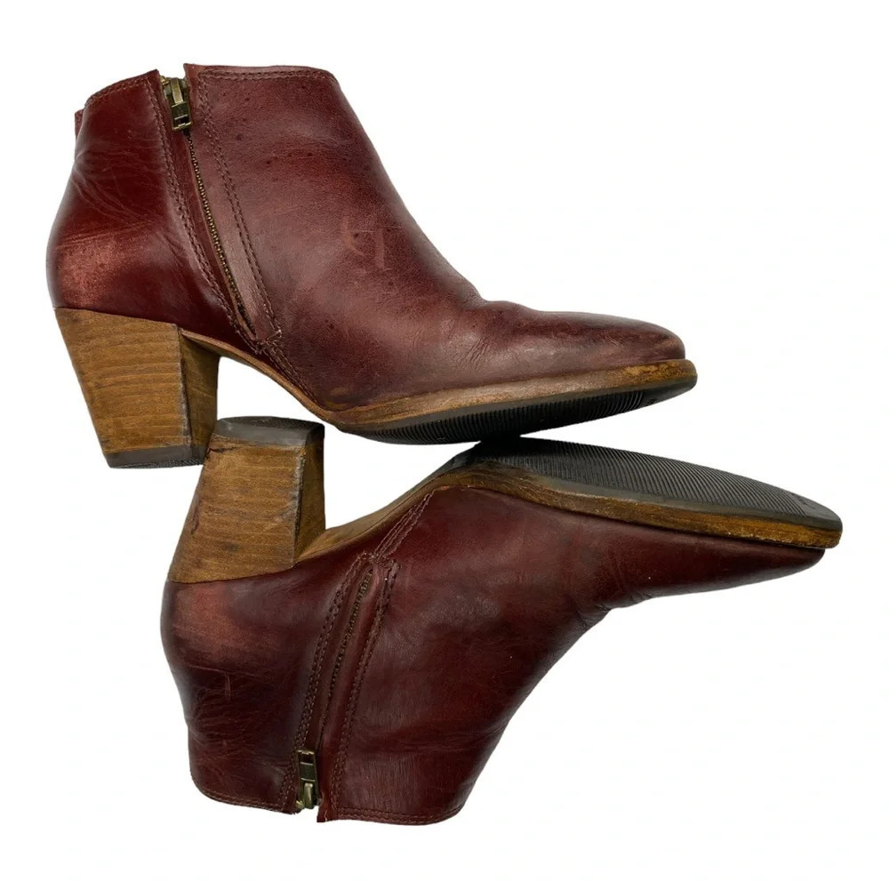Madewell leather zipper ankle boot maroon size 7 - Picture 3 of 9